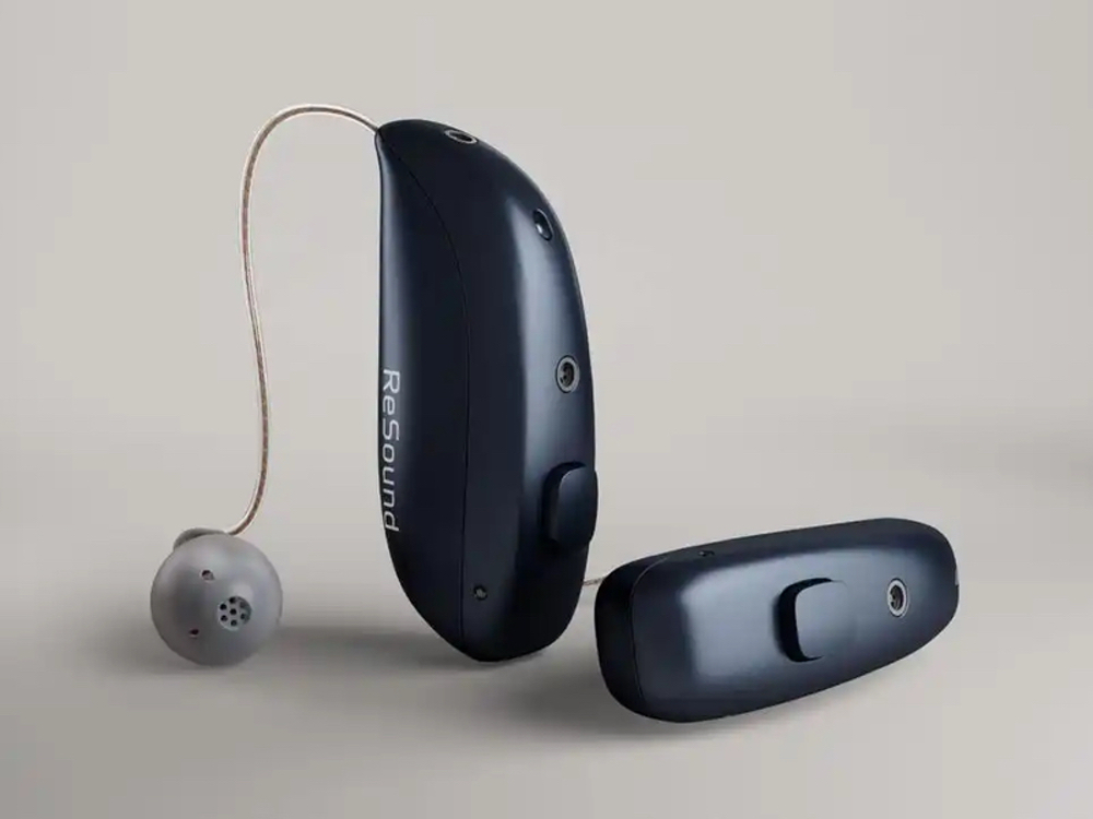 ReSound Vivia rechargeable receiver-in-canal hearing aids in navy blue
